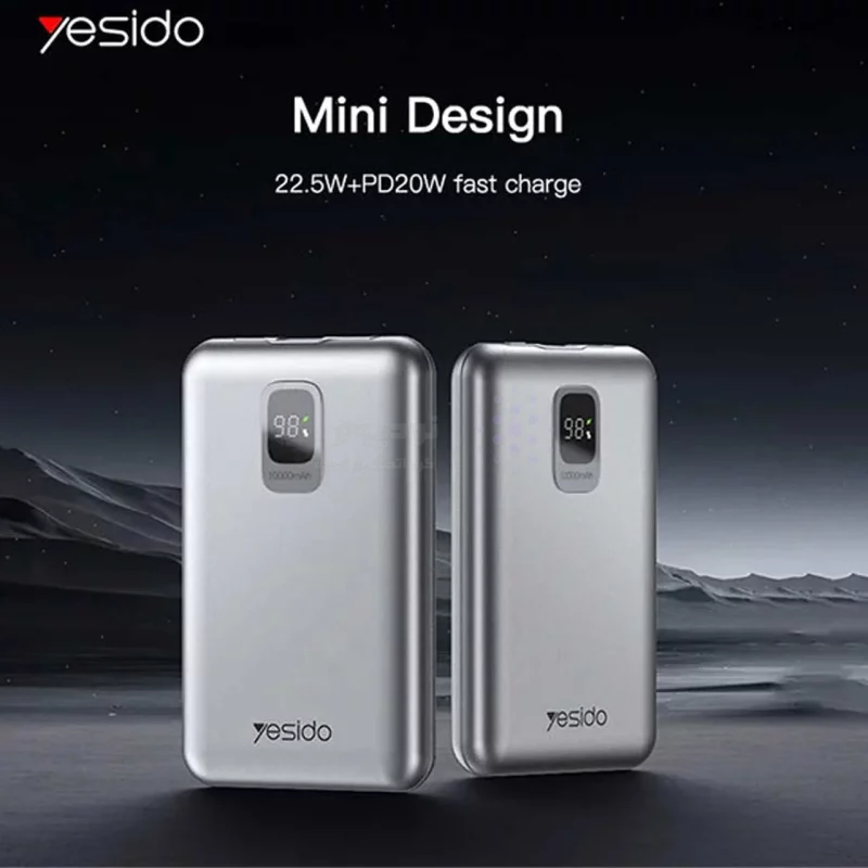 پاوربانک (PD و فست شارژ) Yesido 20W 10000mAh مدل YP46 - خاکستری (گارانتی 18 ماه تعویض نیکان همراه) - تصویر 3