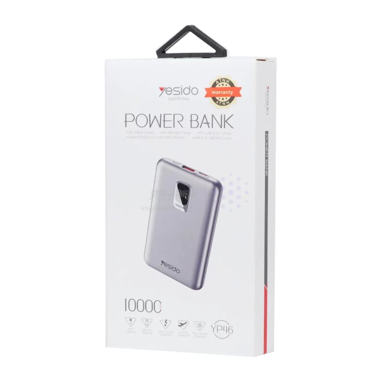 پاوربانک (PD و فست شارژ) Yesido 20W 10000mAh مدل YP46 - خاکستری (گارانتی 18 ماه تعویض نیکان همراه) - تصویر 8