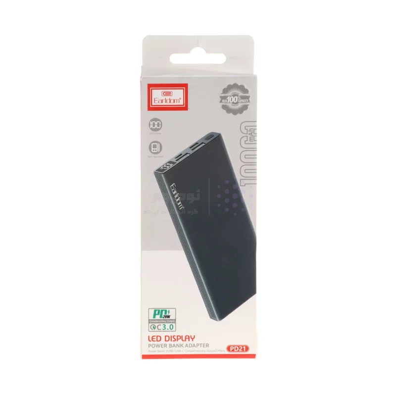 پاوربانک PD و فست شارژ Earldom 10000mAh مدل PD21 20W - مشکی - تصویر 6
