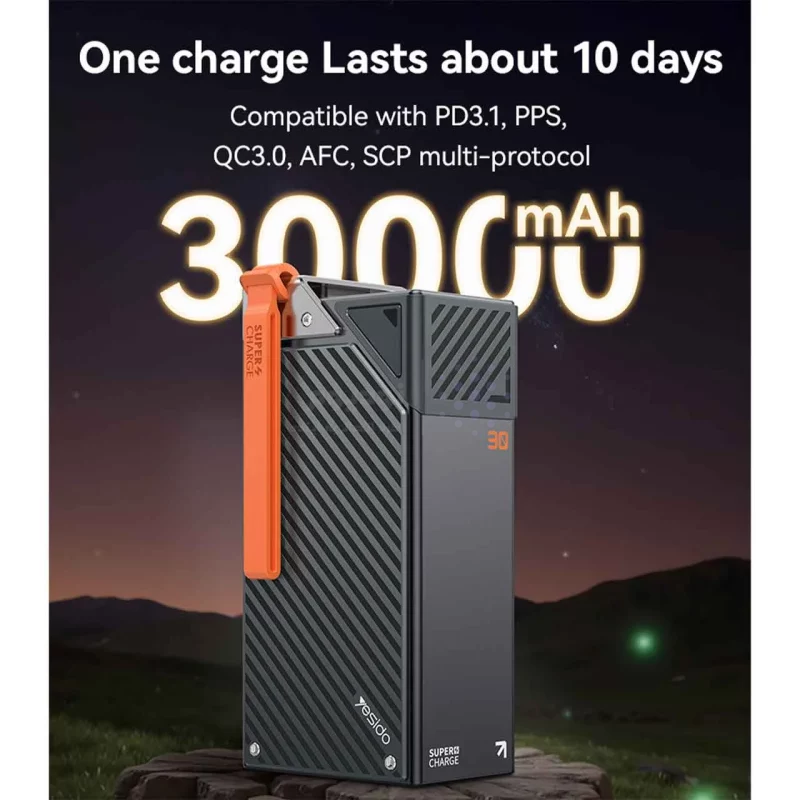 پاوربانک (PD و فست شارژ) Yesido 30000mAh مدل YP62 22.5W - خاکستری (گارانتی 18 ماه تعویض نیکان همراه) - تصویر 11
