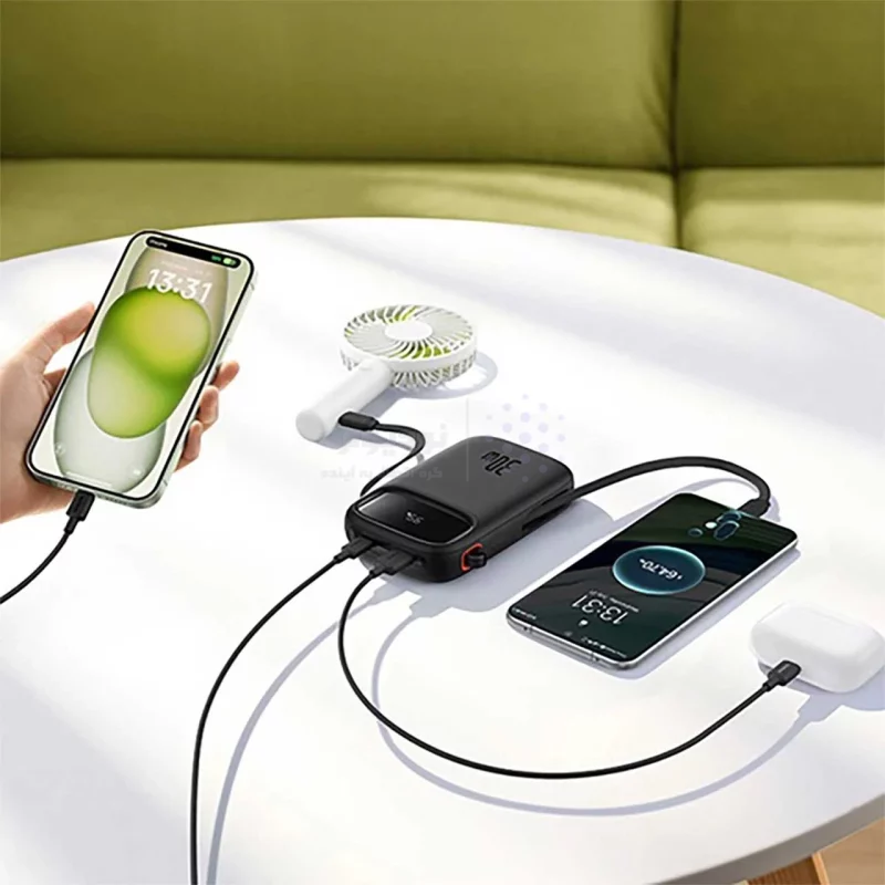 پاوربانک (فست شارژ) Baseus 10000mAh مدل Qpow 2 PPQD4-10C 30W - مشکی (گارانتی آونگ) - تصویر 6