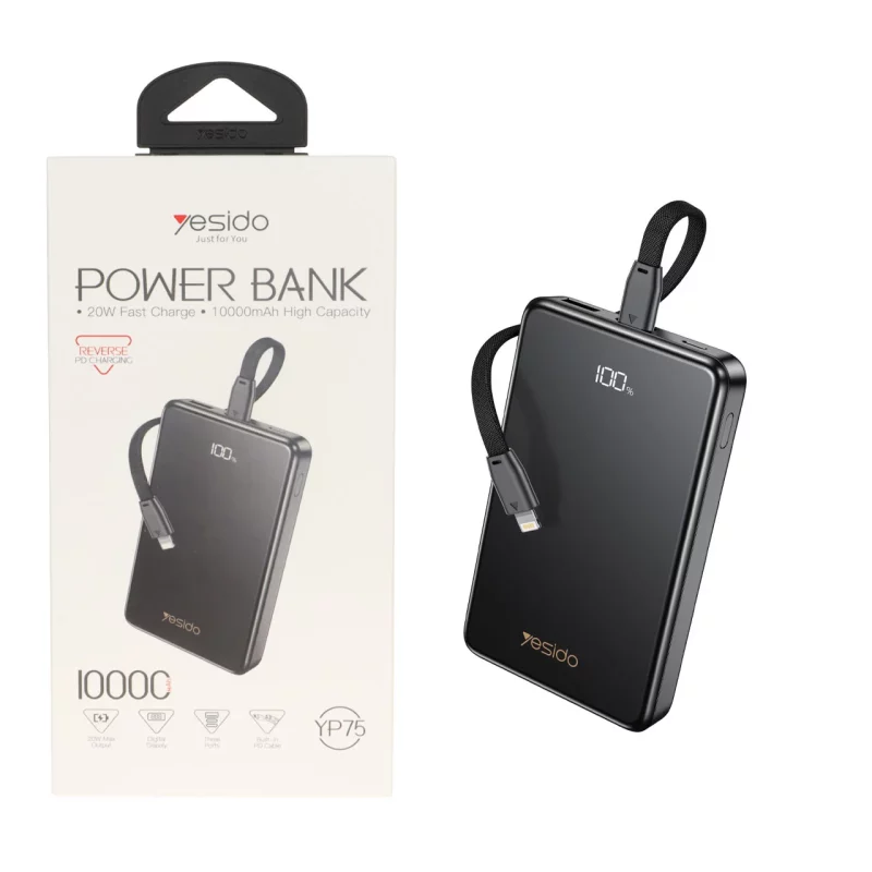 پاوربانک فست شارژ Yesido 10000mAh مدل YP75 20W - مشکی (گارانتی 18 ماه تعویض نیکان همراه) - تصویر 2