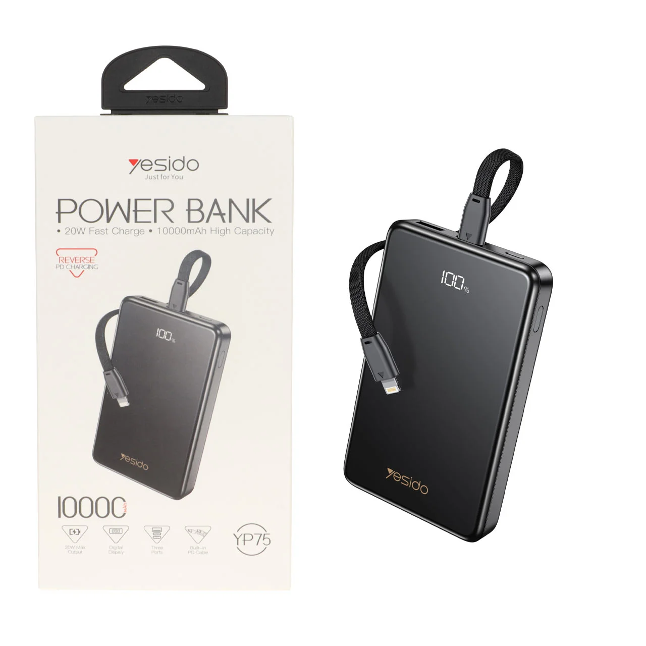 1584-1621472-1 پاوربانک فست شارژ Yesido 10000mAh مدل YP75 20W - مشکی (گارانتی 18 ماه تعویض نیکان همراه) - تصویر 1