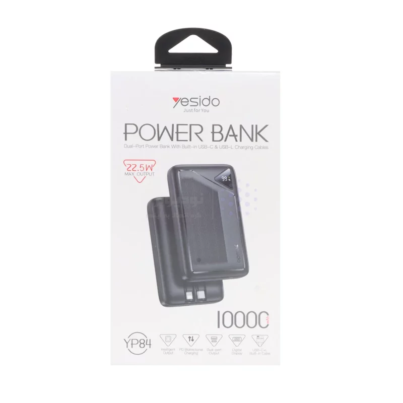 پاوربانک PD و فست شارژ Yesido 10000mAh مدل YP84 22.5W - مشکی (گارانتی 18 ماه تعویض نیکان همراه) - تصویر 8
