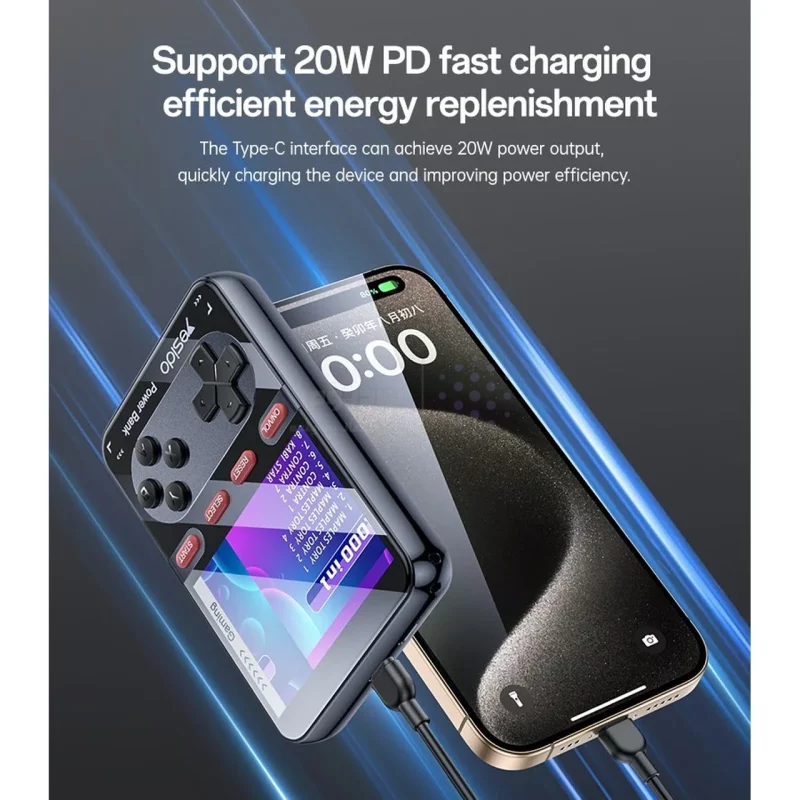کنسول بازی و پاوربانک PD و فست شارژ Yesido 10000mAh مدل YP87 20W - مشکی (گارانتی 18 ماه تعویض نیکان همراه) - تصویر 3