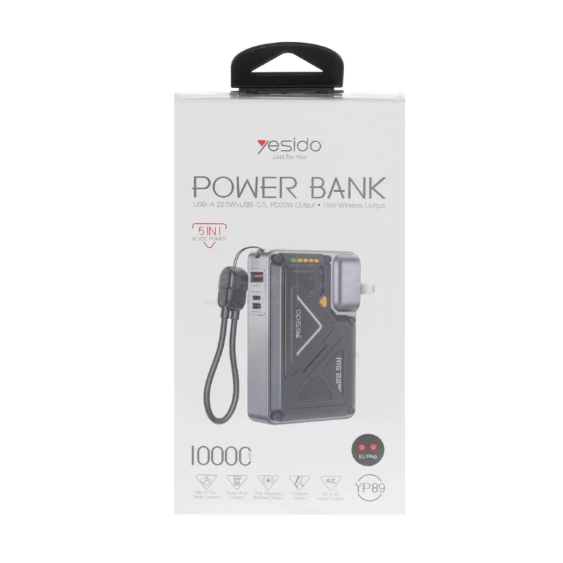 پاوربانک PD و فست شارژ Yesido 10000mAh مدل YP89 20W - خاکستری (گارانتی 18 ماه تعویض نیکان همراه) - تصویر 8