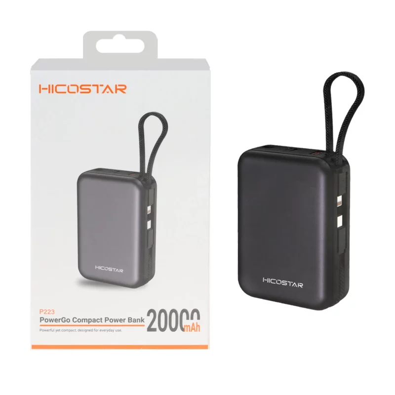 پاوربانک PD و فست شارژ Hicostar 22.5W 20000mAh مدل P223 - مشکی - تصویر 2