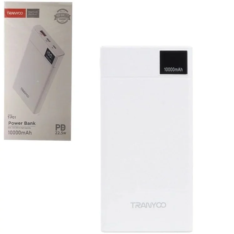 1584-1698822-1 پاوربانک (PD و فست شارژ) Tranyoo 22.5W 10000mAh مدل T-P01 - سفید - تصویر 1