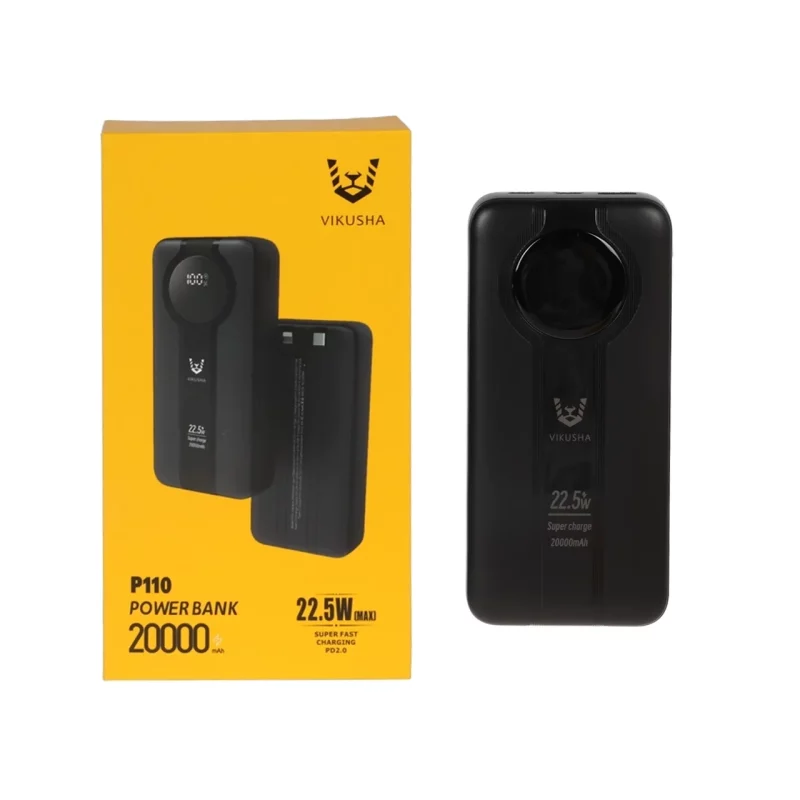 پاوربانک فست شارژ Vikusha 20000mAh مدل P110 22.5W - مشکی - SMO (گارانتی شش ماهه شرکتی) - تصویر 2