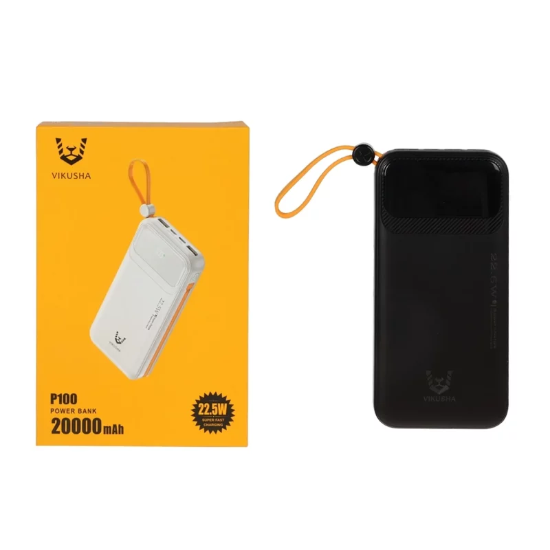 پاوربانک فست شارژ Vikusha 20000mAh مدل P100 22.5W - مشکی - SMO (گارانتی شش ماهه شرکتی) - تصویر 2