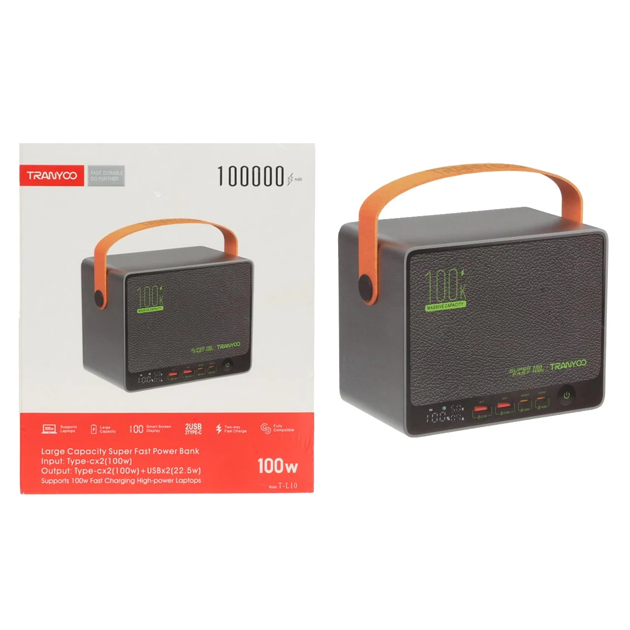 1584-1720492-1 پاوربانک PD و فست شارژ Tranyoo 100000mAh مدل T-L10 100W - مشکی - تصویر 1