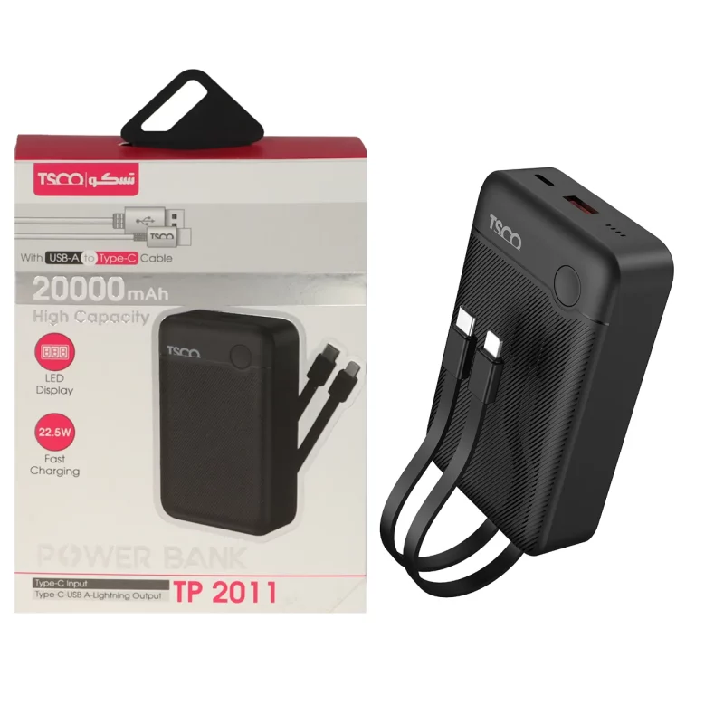 پاوربانک فست شارژ TSCO 20000mAh مدل TP 2011 22.5W - مشکی (گارانتی 12 ماهه TSCO) - تصویر 2