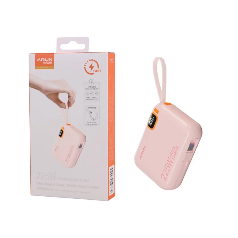 پاوربانک فست شارژ Arun 10000mAh مدل DX03 22.5W - صورتی (گارانتی IPM) - تصویر 2