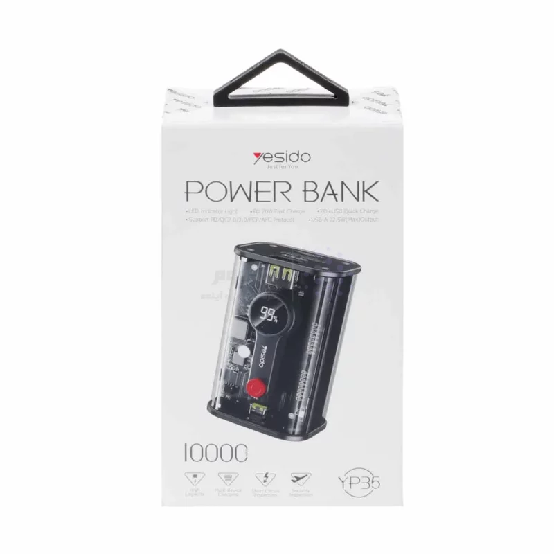 پاوربانک (PD و فست شارژ) yesido 20W 10000mAh مدل YP35 - مشکی (گارانتی 18 ماه تعویض نیکان همراه) - تصویر 4