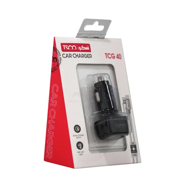 شارژر فندکی 30 وات فست دو پورت TSCO مدل TCG 40 به همراه کابل شارژ Type-C - مشکی - تصویر 5