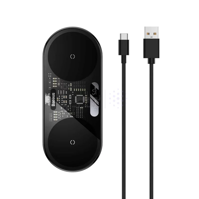 شارژر وایرلس Baseus مدل Digital LED Display 2-in-1 - مشکی (گارانتی آونگ) - تصویر 3