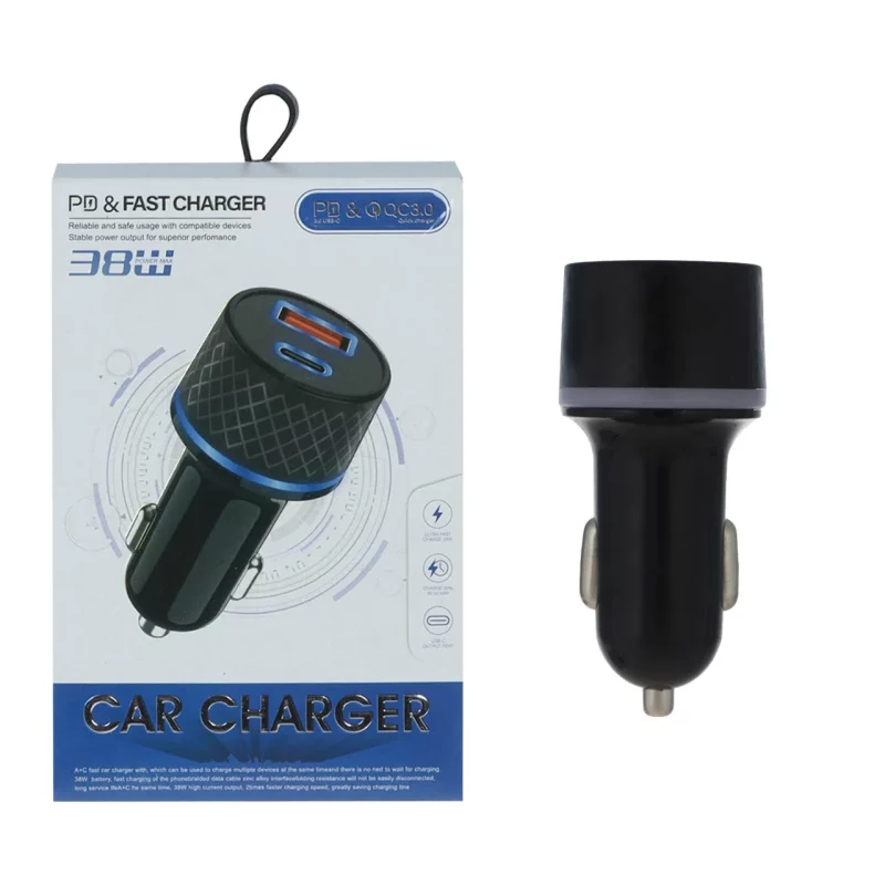 شارژر فندکی فست و PD دو پورت مدل CC(PD+QC) 38W - مشکی - BSA - تصویر 2