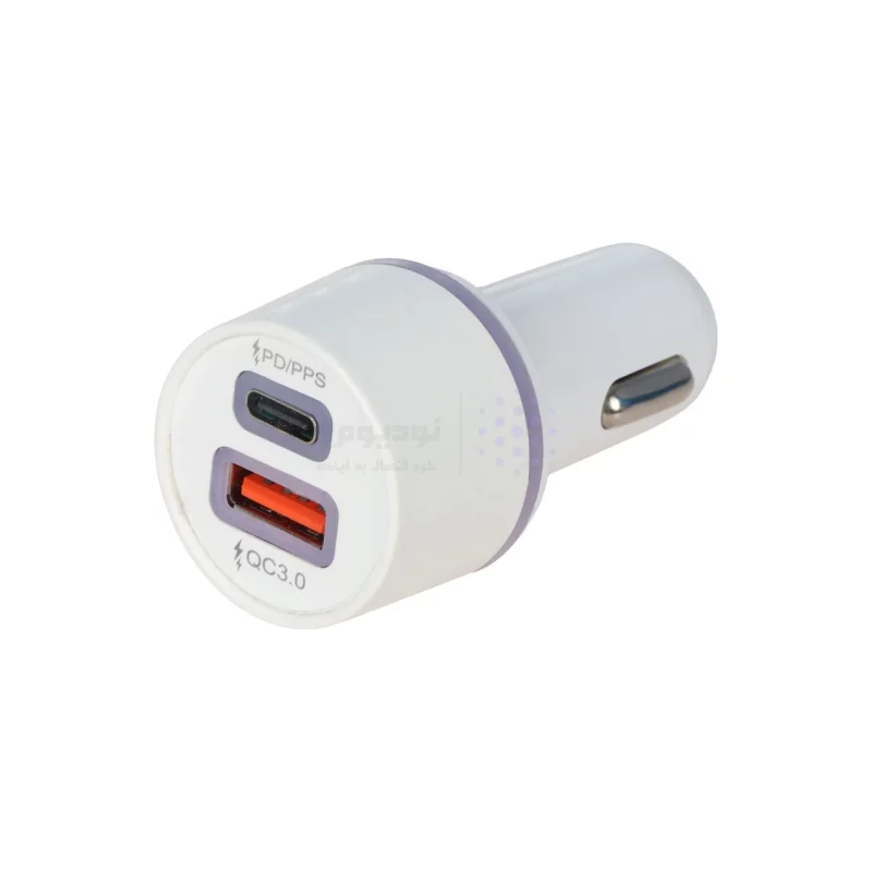 شارژر فندکی فست و PD دو پورت مدل CC(PD+QC) 38W - سفید - BSA - تصویر 4