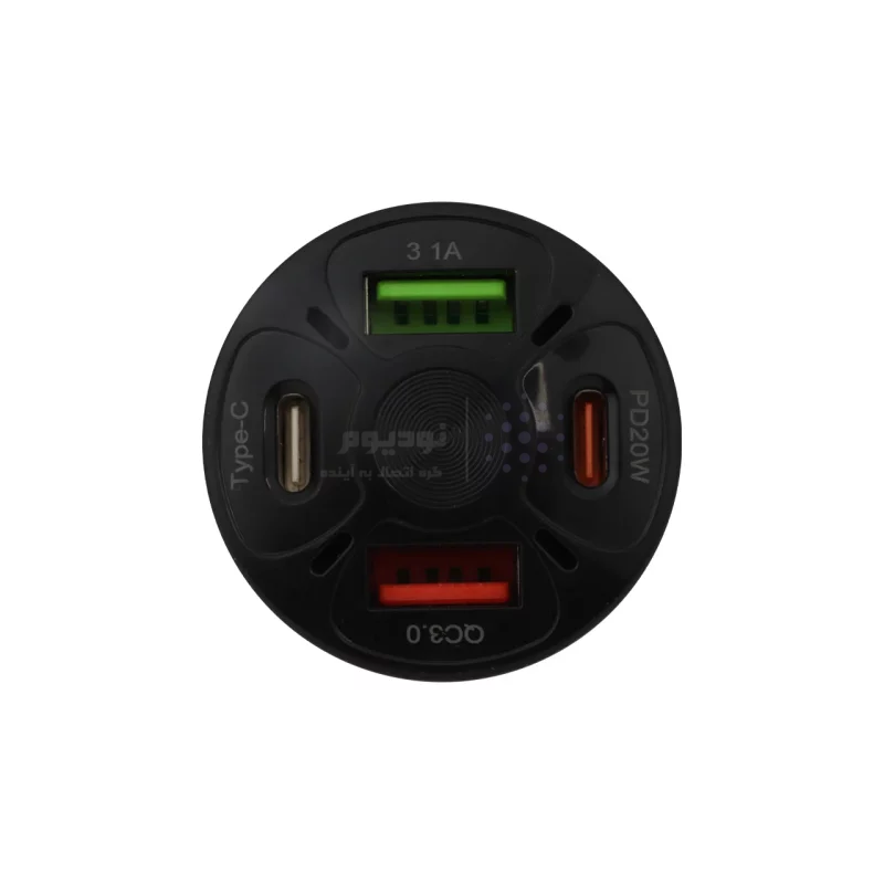 شارژر فندکی فست و PD چهار پورت مدل CC123 38W - مشکی - BSA - تصویر 5