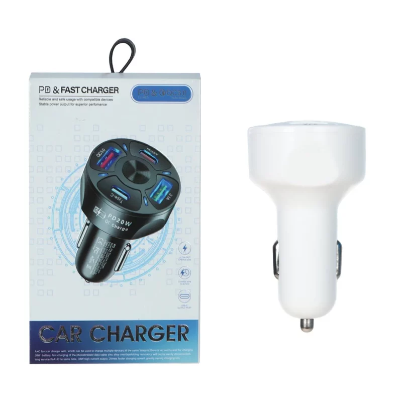 شارژر فندکی فست و PD چهار پورت مدل CC123 38W - سفید - BSA - تصویر 2
