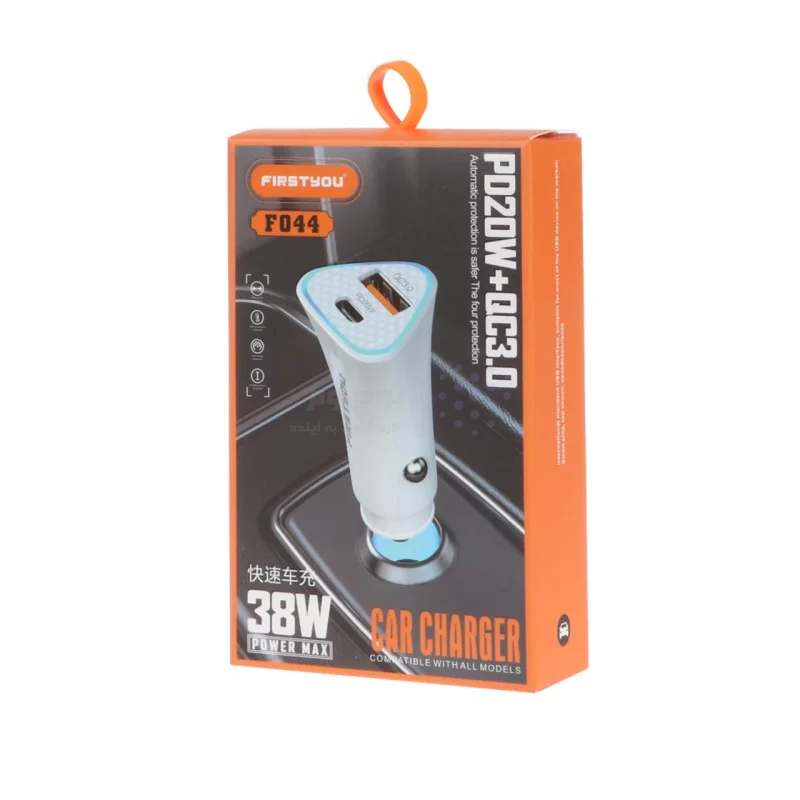 شارژر فندکی فست و PD دو پورت FIRSTYOU مدل F044 38W - سفید - تصویر 3