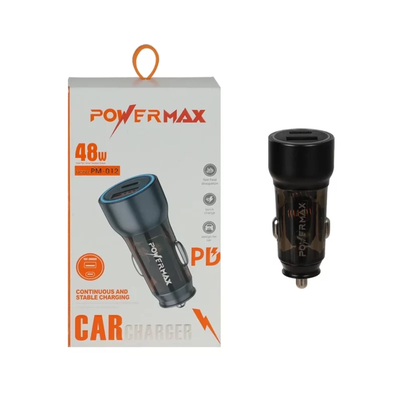 شارژر فندکی PD و فست دو پورت Power Max مدل PM-012 48W - مشکی - تصویر 2