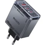 شارژر دیواری PD و فست سه پورت Yesido مدل YC101 65W - مشکی (گارانتی 18 ماه تعویض نیکان همراه)