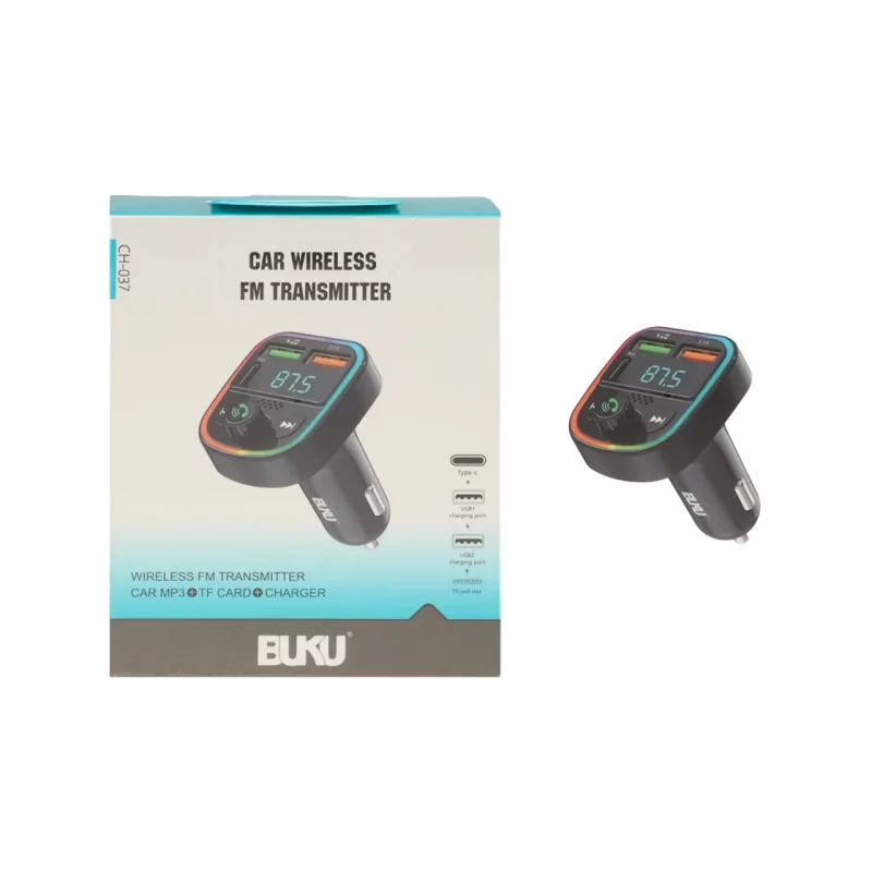 شارژر فندکی و گیرنده بلوتوثی خودرو BUKU مدل CH-037 - مشکی - MMS (گارانتی شش ماهه YA) - تصویر 2