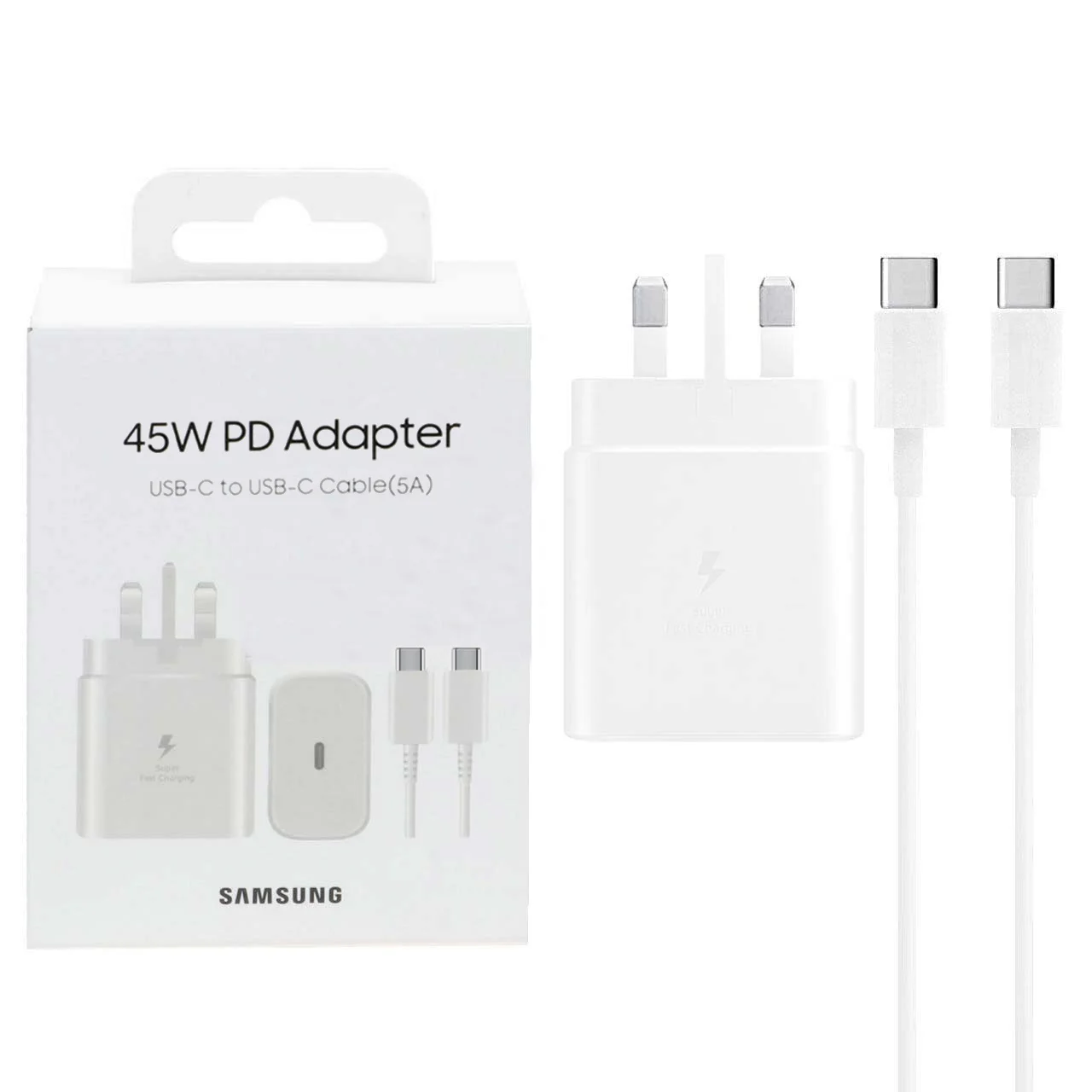 1585-1732440-1 شارژر دیواری سه پین فست و PD تک پورت Samsung Type-C مدل EP-TA845 45W به همراه کابل شارژ Type-C To Type-C - سفید (گارانتی شش ماهه شرکتی) - تصویر 1