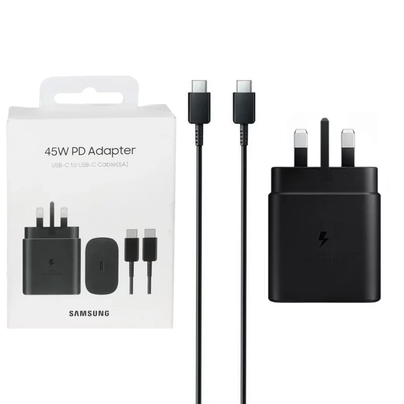 شارژر دیواری سه پین فست و PD تک پورت Samsung Type-C مدل EP-TA845 45W به همراه کابل شارژ Type-C To Type-C - مشکی (گارانتی شش ماهه شرکتی) - تصویر 2