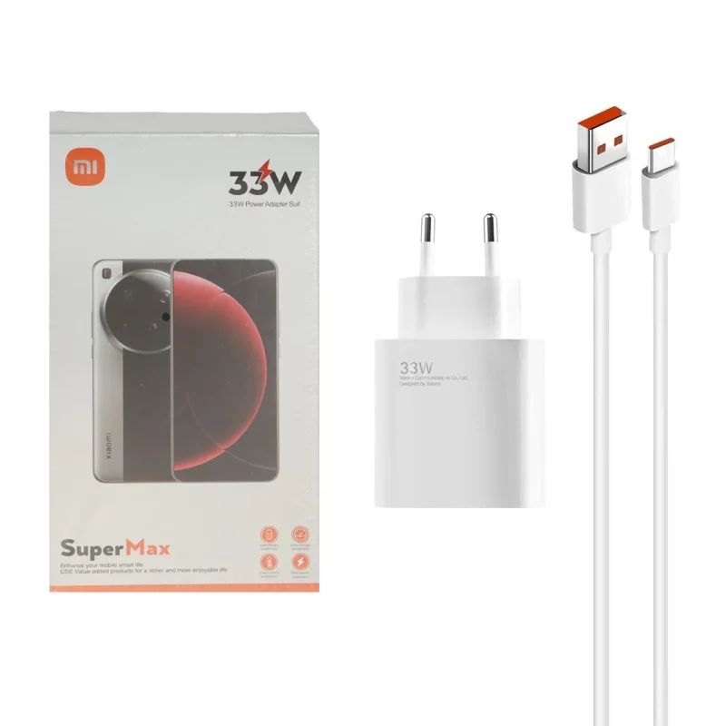 شارژر دیواری فست اورجینال تک پورت Xiaomi مدل SuperMax 33W - سفید - بهمراه کابل MMS - Type-C (گارانتی شش ماهه YA) - تصویر 2