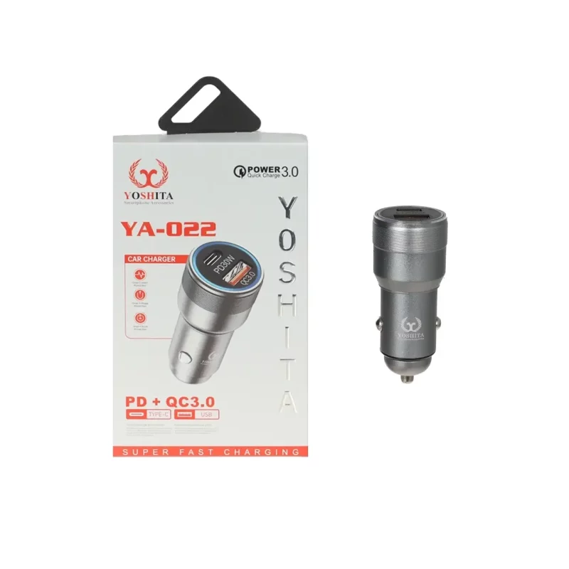 شارژر فندکی PD و فست دو پورت Yoshita مدل YA-022 - نقرآبی - MMS (گارانتی شش ماهه YA) - تصویر 2