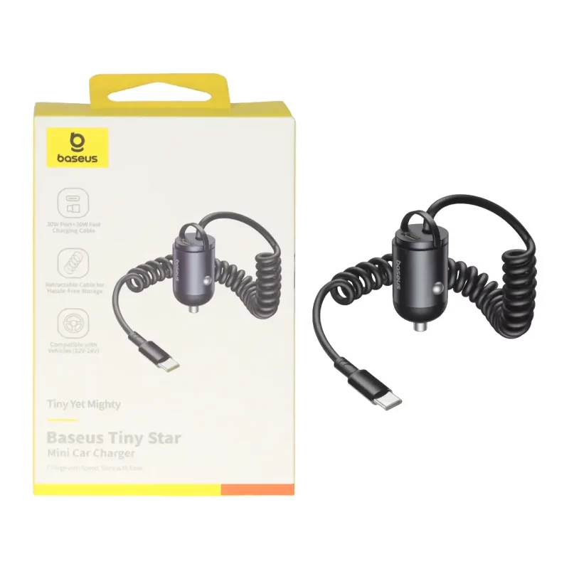 شارژر فندکی PD و فست دو پورت Baseus مدل Tiny Star 30W - مشکی (گارانتی آونگ) - تصویر 2