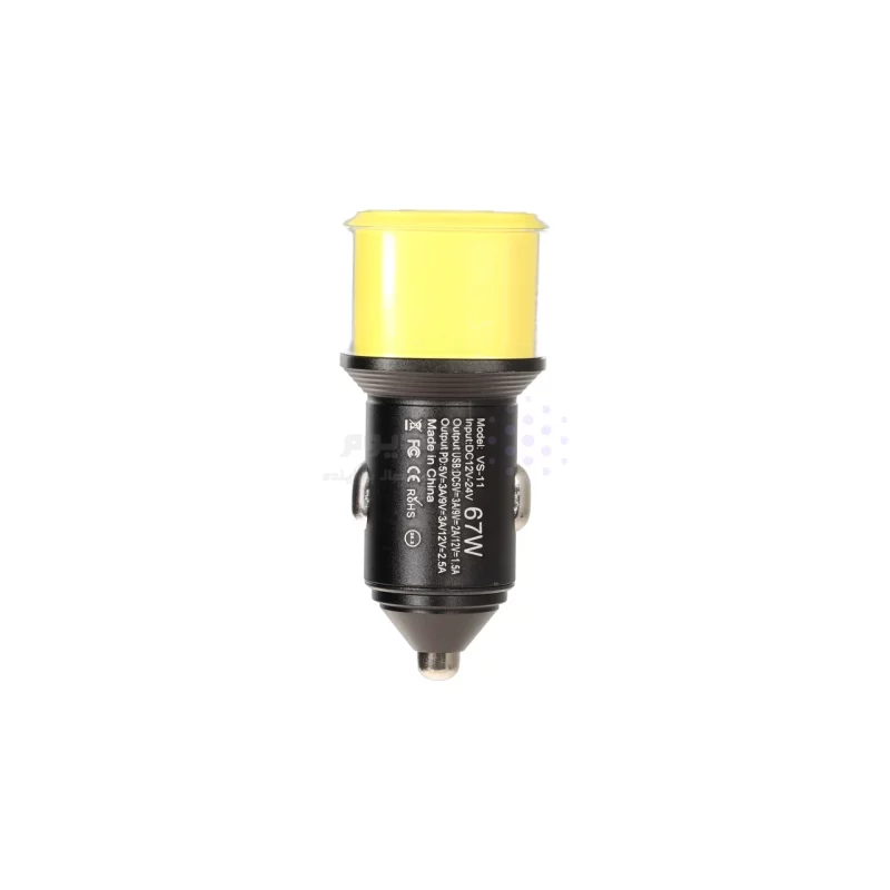 شارژر فندکی PD و فست دو پورت V-Smart مدل VS-11 67W - زرد - BSA - تصویر 3