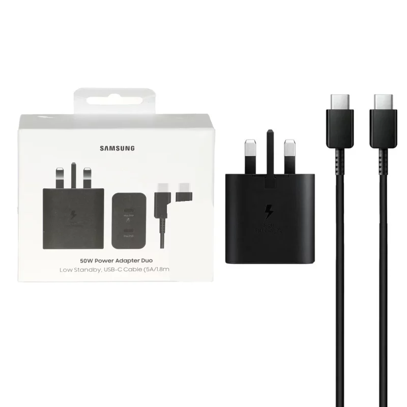 شارژر دیواری سه پین فست و PD تک پورت SAMSUNG Type-C مدل EP-T5020 50W به همراه کابل شارژ Type-C - مشکی - (گارانتی 18 ماهه شرکتی) - تصویر 2