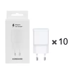 پک 10 عددی شارژر دیواری فست تک پورت SAMSUNG مدل S10 - سفید - DST (گارانتی شش ماهه)