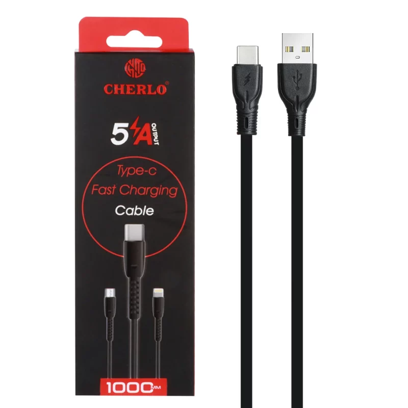 کابل شارژ فست CHERLO Type-C مدل CH-TC09 - مشکی - SMO - تصویر 2