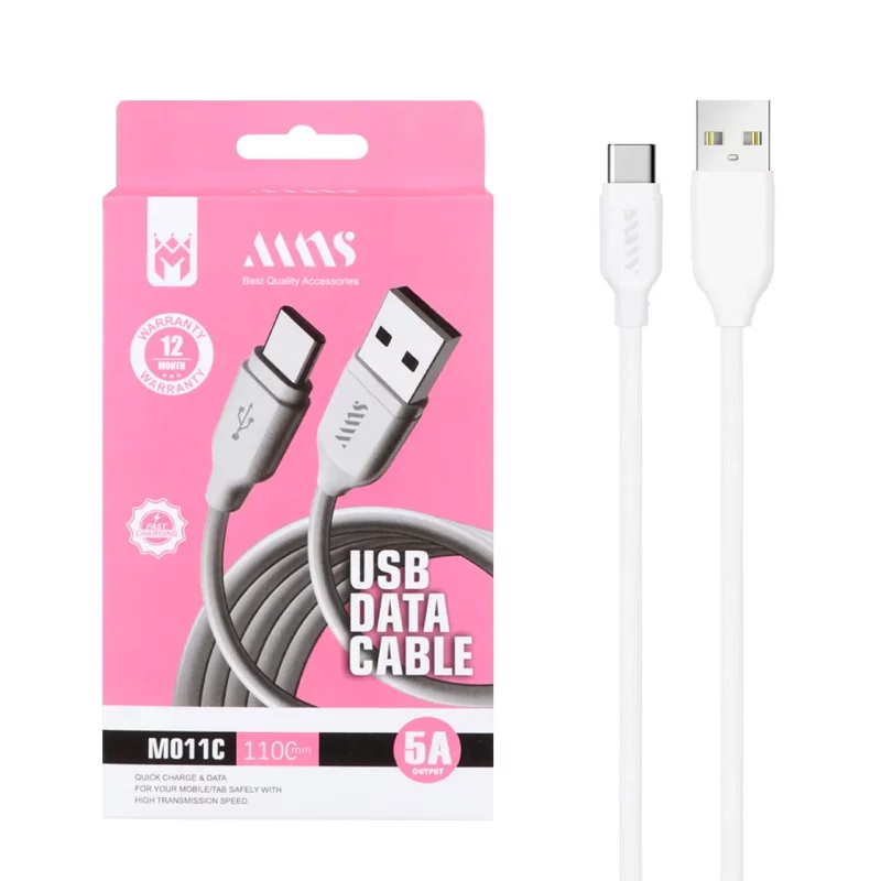 کابل شارژ فست 1.1 متری MNS Type-C مدل M011C - سفید - SMO - تصویر 2