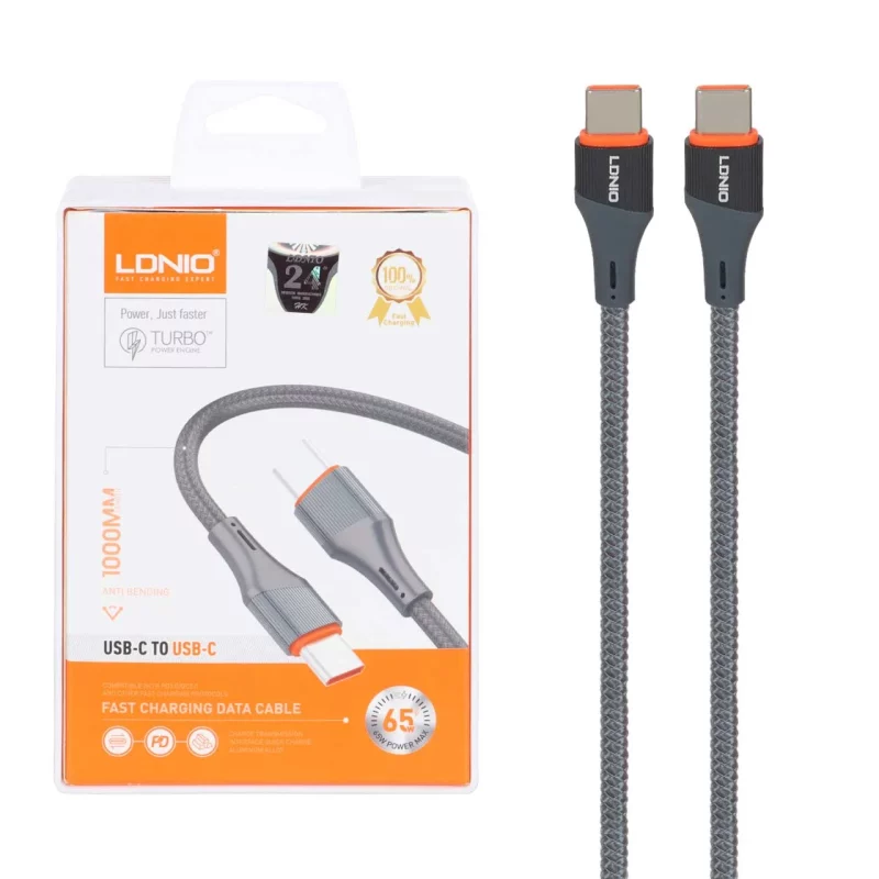 کابل شارژ فست و LDNIO Type-C To Type-C PD مدل LC631c - خاکستری (اصلی) - تصویر 2