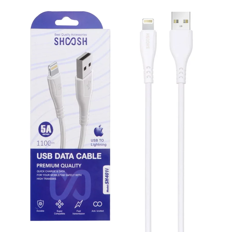 کابل شارژ 1.1 متری فست آیفون Shoosh مدل SH401i - سفید - SMO - تصویر 2