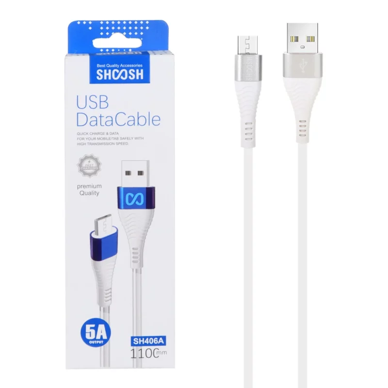کابل شارژ 1.1 متری فست اندروید Shoosh مدل SH406A - سفید - SMO - تصویر 2