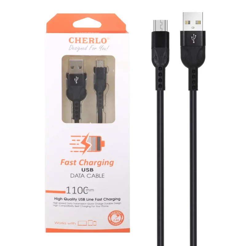 کابل شارژ 1.1 متری فست اندروید CHERLO مدل CH-V806 - مشکی - SMO - تصویر 2