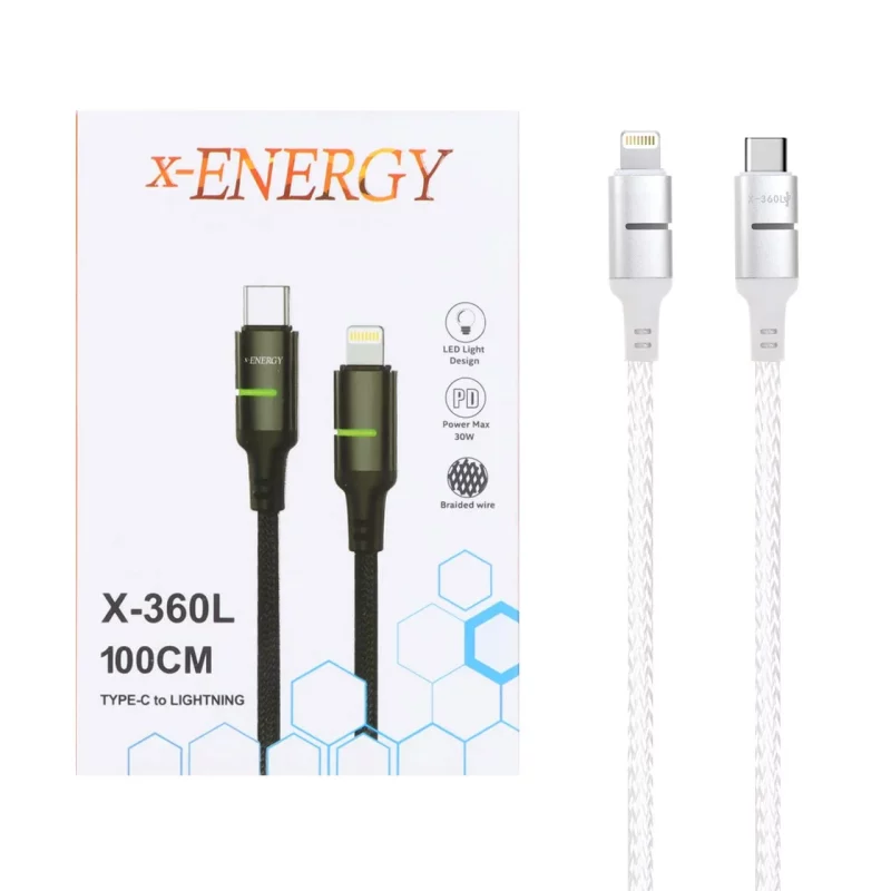 کابل شارژ فست و X-Energy Type-C To Lightning PD مدل X-360 L 30W - سفید (گارانتی IPM) - تصویر 2
