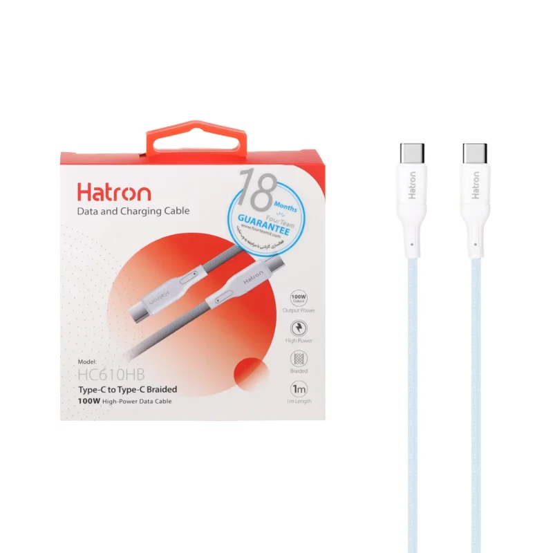 کابل شارژ فست Hatron Type-C To Type-C مدل HC610HB 100W - آبی - تصویر 2