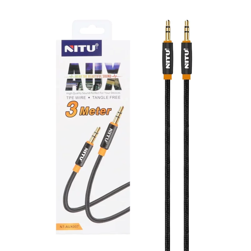 کابل 3 متری Nitu Aux مدل NT- Aux007 - مشکی (گارانتی 18 ماه تعویض نیکان همراه) - تصویر 2