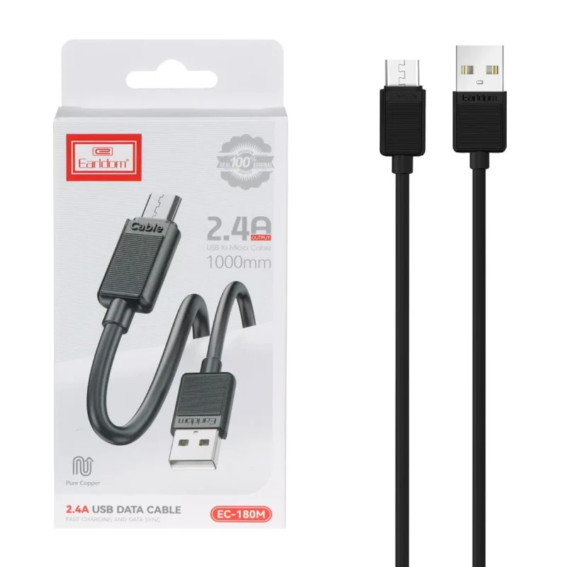 کابل شارژ فست اندروید Earldom مدل EC-180M - مشکی - تصویر 2
