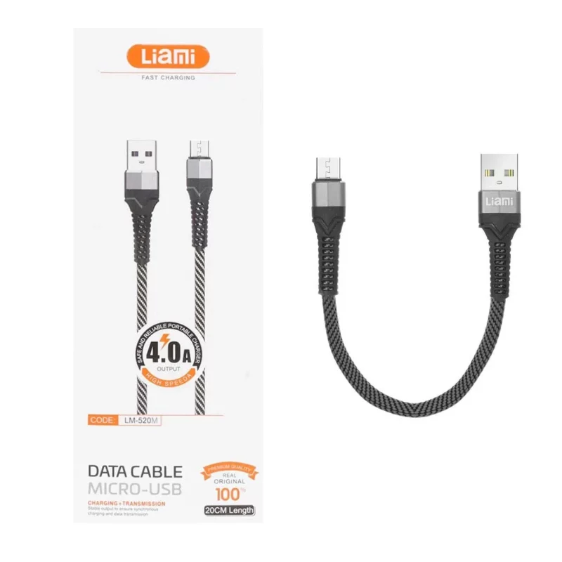 کابل شارژ فست پاوربانک اندروید Liami مدل LM-520M - خاکستری (گارانتی شش ماهه شرکتی) - تصویر 2