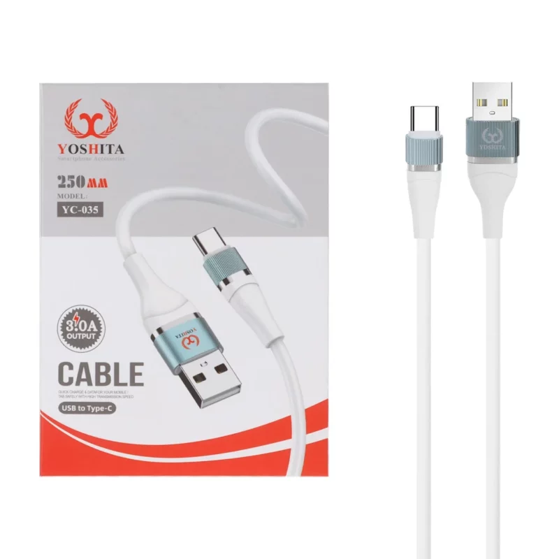 کابل شارژ فست پاوربانک YOSHITA Type-C مدل YC-035 - سفید - MMS - تصویر 2