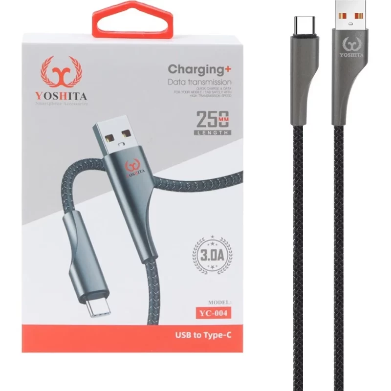 کابل شارژ فست پاوربانک YOSHITA Type-C مدل YC-004 - مشکی - MMS - تصویر 2