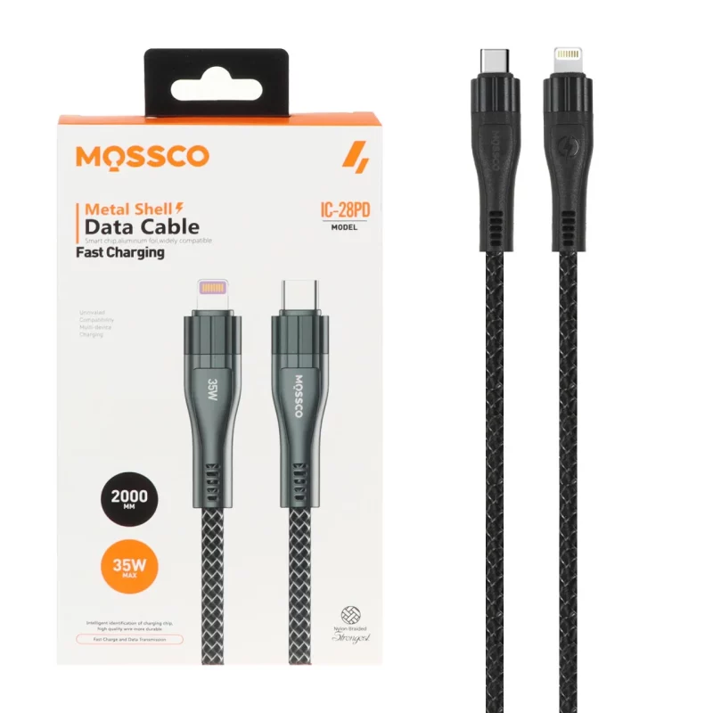 کابل شارژ PD و فست 2 متری Mossco Type-C To Lightning مدل IC-28PD 35W - مشکی - تصویر 2